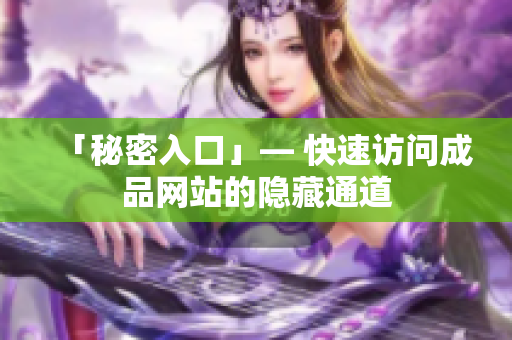 「秘密入口」— 快速访问成品网站的隐藏通道