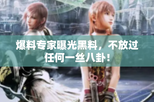爆料专家曝光黑料，不放过任何一丝八卦！